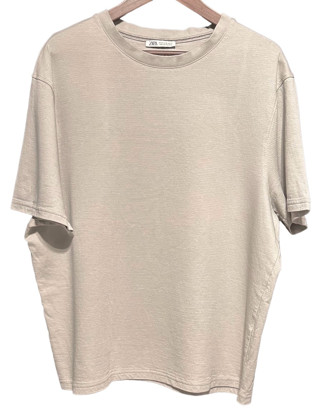 ZARA Boxy Heavyweight Textured Tee Minimalist Normcore Neutral XL